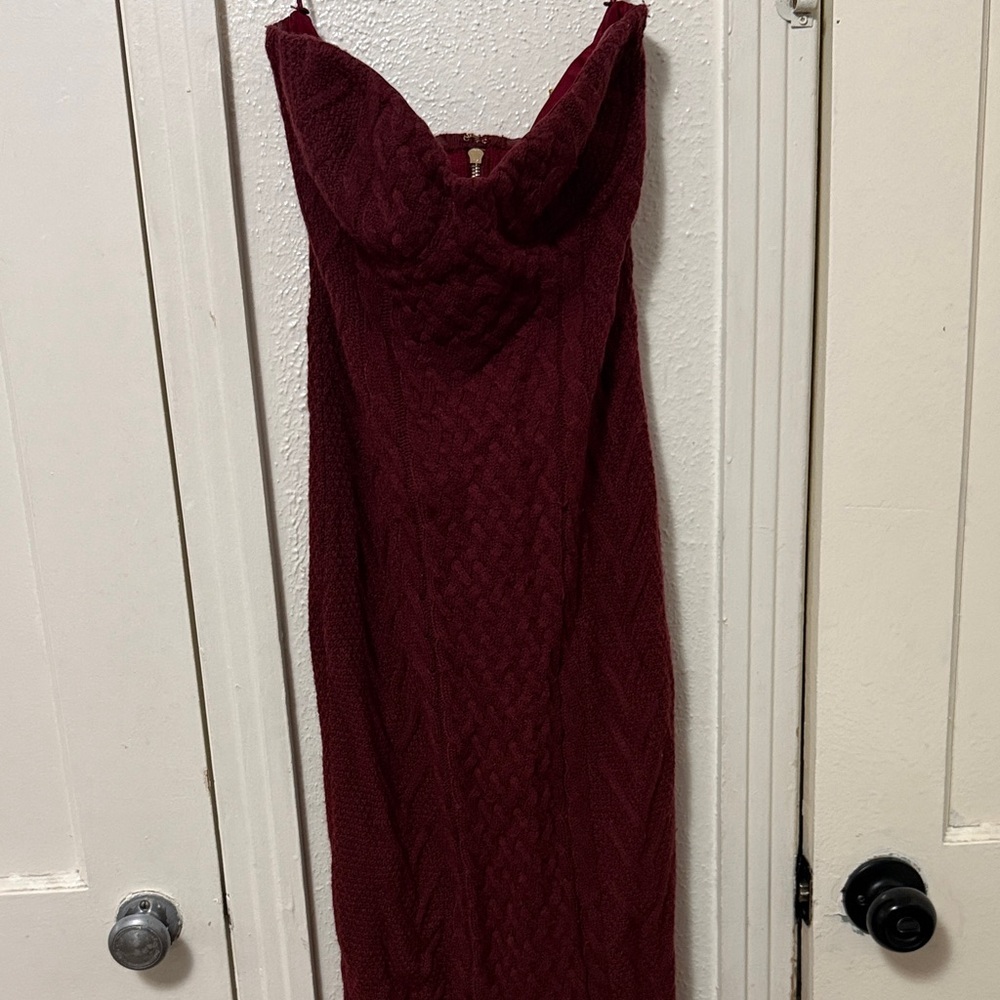 JLUXLABEL Strapless Burgundy Dress